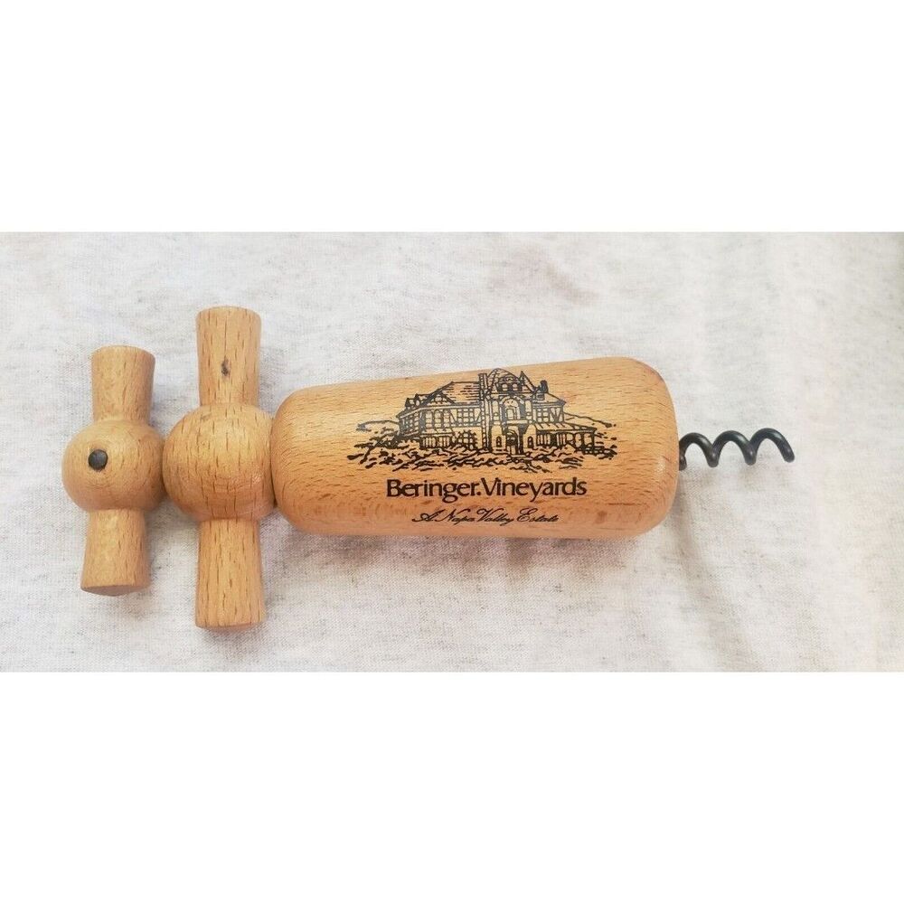 Vtg Beringer Vineyards Wooden Wine Corkscrew